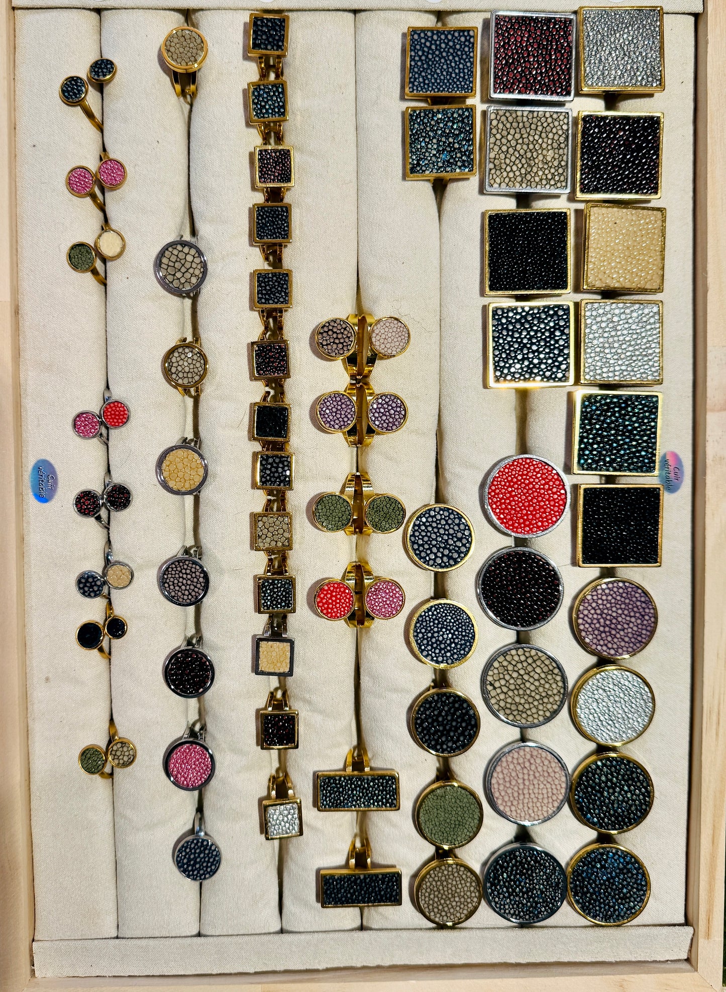 Bague ronde en cuir de Galuchat "MIMI 23"