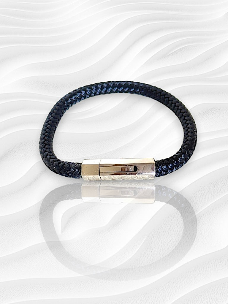 Bracelet Marin "Capitaine Argent" Noir Hexago
