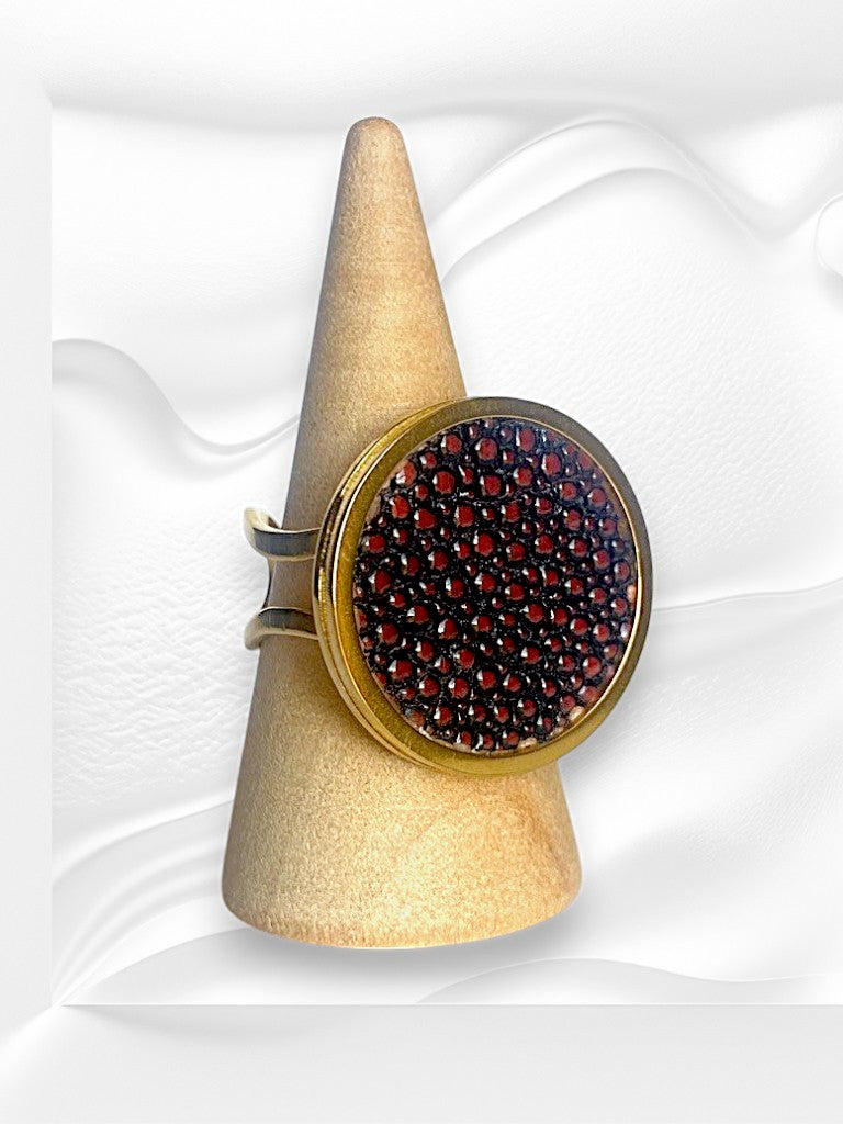 Bague ronde en cuir de Galuchat "MIMI 28"