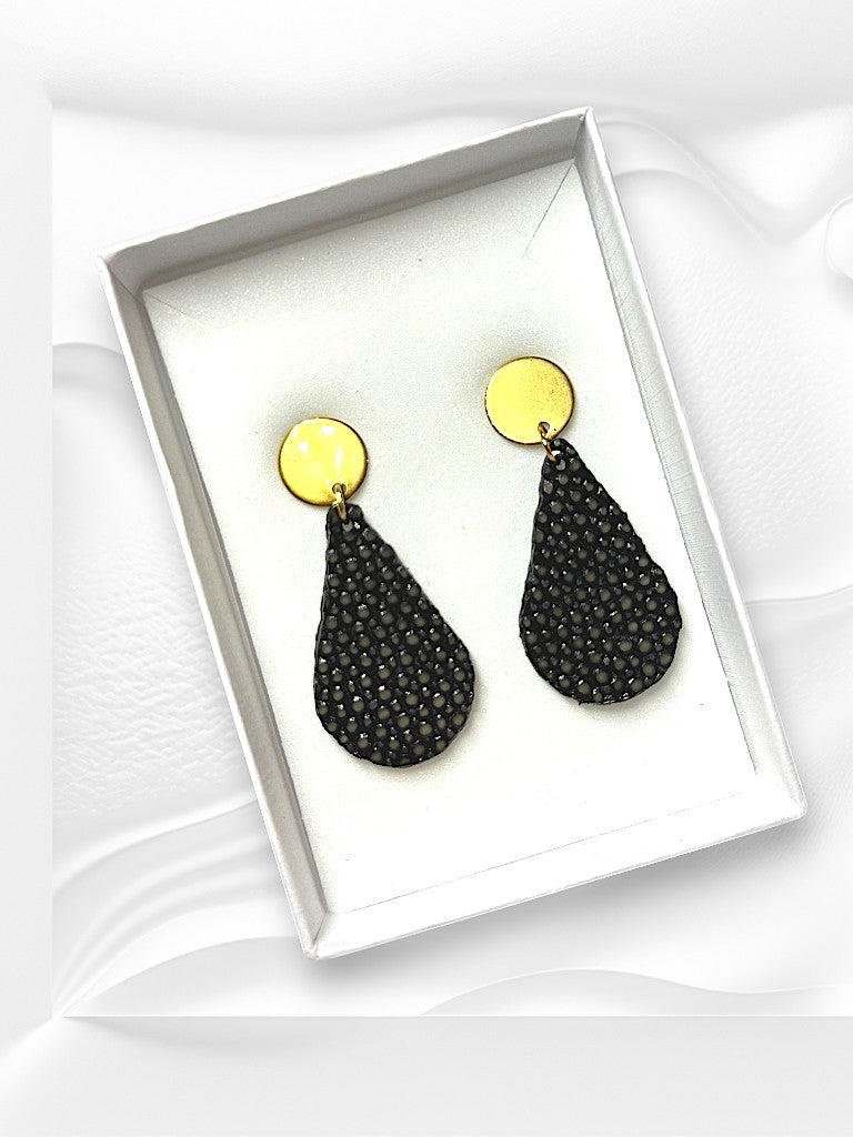 Boucles d'oreilles en cuir de Galuchat "ELEGANCE"