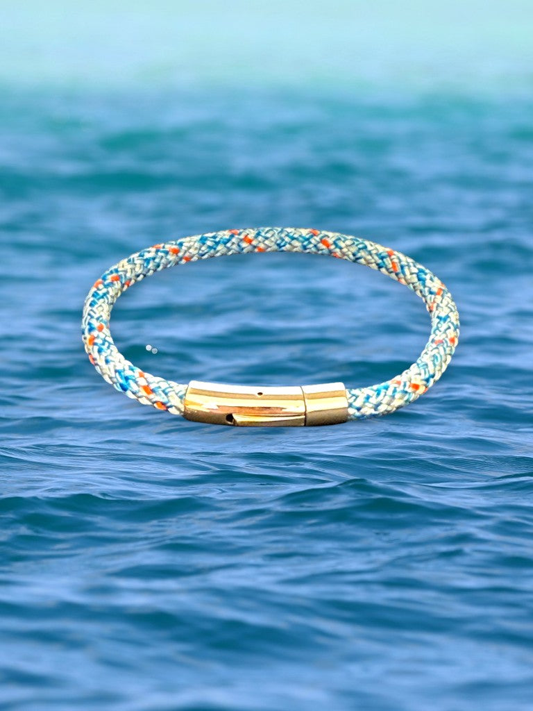 Bracelet Marin "Capitaine Or" Blanc bleu orange