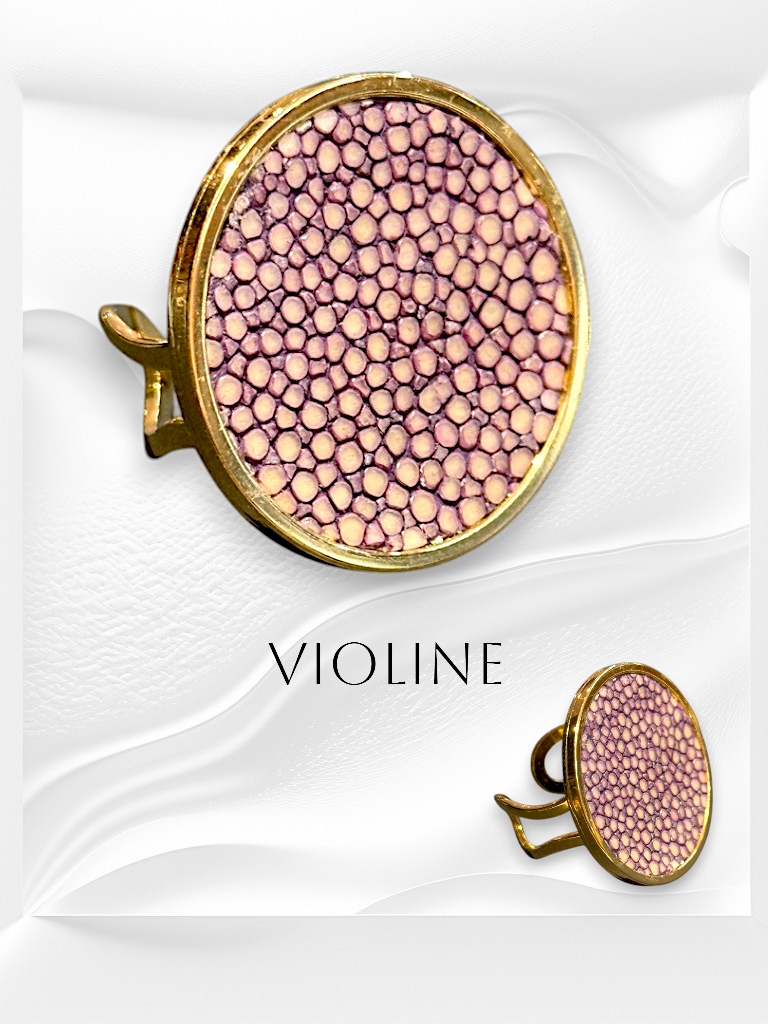 Bague ronde en cuir de Galuchat "MIMI 28"