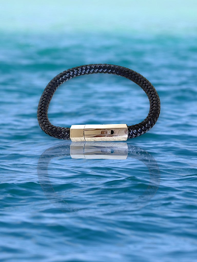Bracelet Marin "Capitaine Argent" Noir Hexago