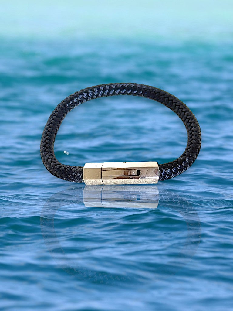 Bracelet Marin "Capitaine Argent" Noir Hexago