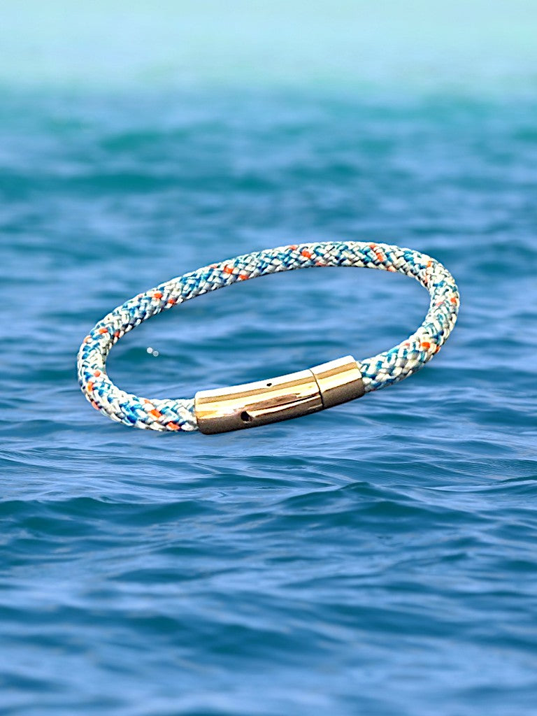 Bracelet Marin "Capitaine Or" Blanc bleu orange