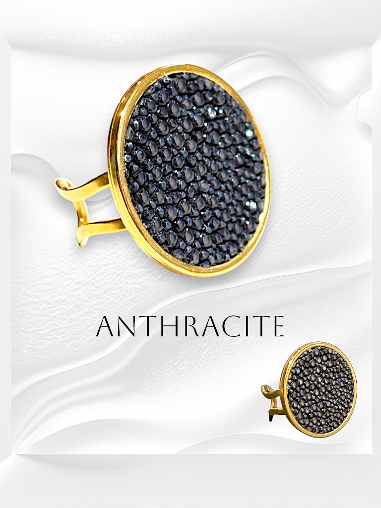 Bague ronde en cuir de Galuchat "MIMI 28"