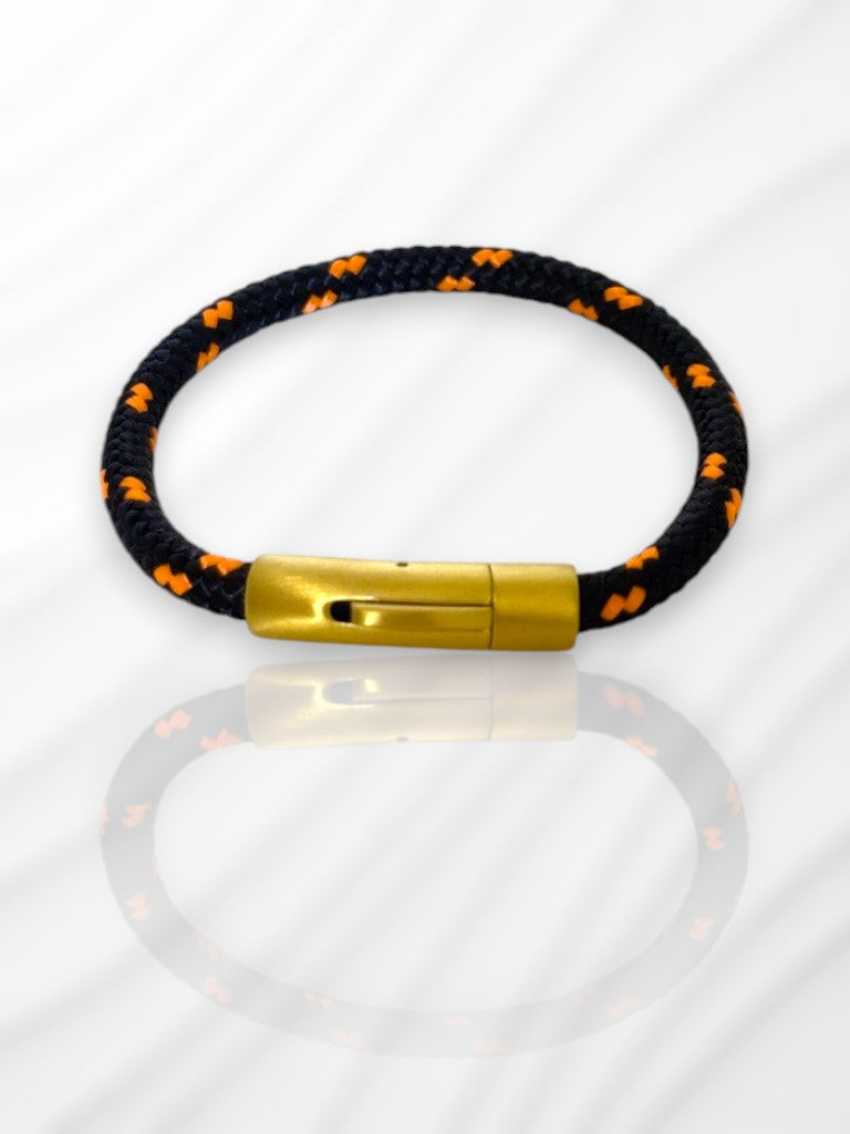 Bracelet Marin "Capitaine Or" Noir et orange