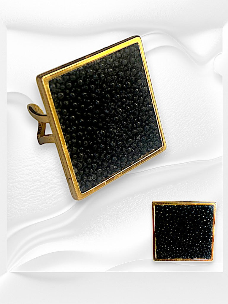 Bague carrée en cuir de Galuchat "STYLE"