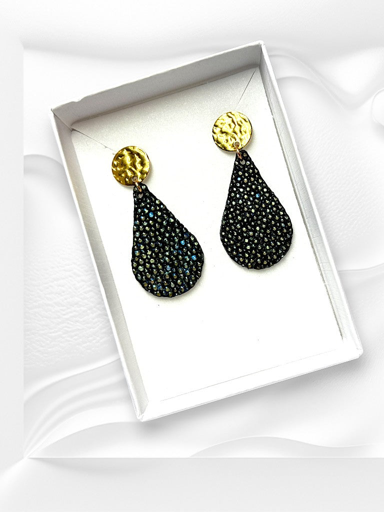 Boucles d'oreilles en cuir de Galuchat "ELEGANCE"