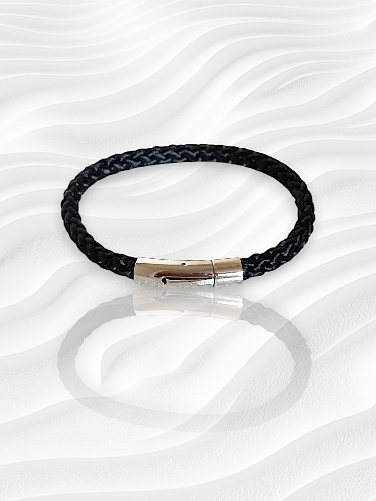 Bracelet Marin "Capitaine Argent" Noir