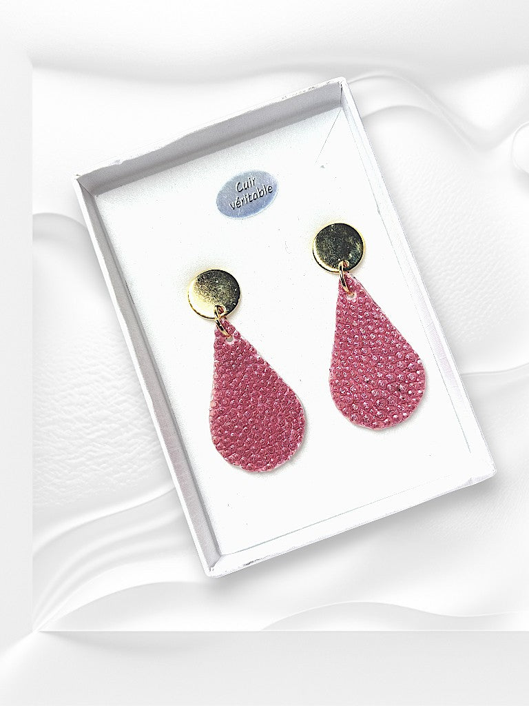 Boucles d'oreilles en cuir de Galuchat "ELEGANCE"