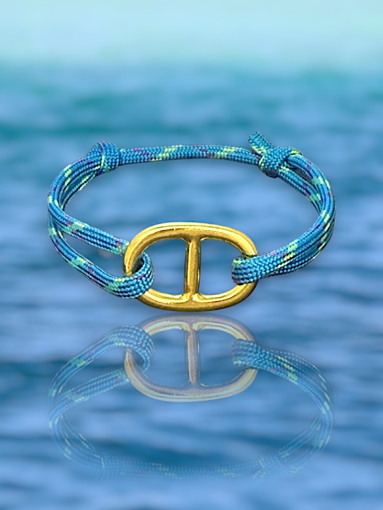 Bracelet Garcette "Bord de Mer NAVY" Maille Marine GM