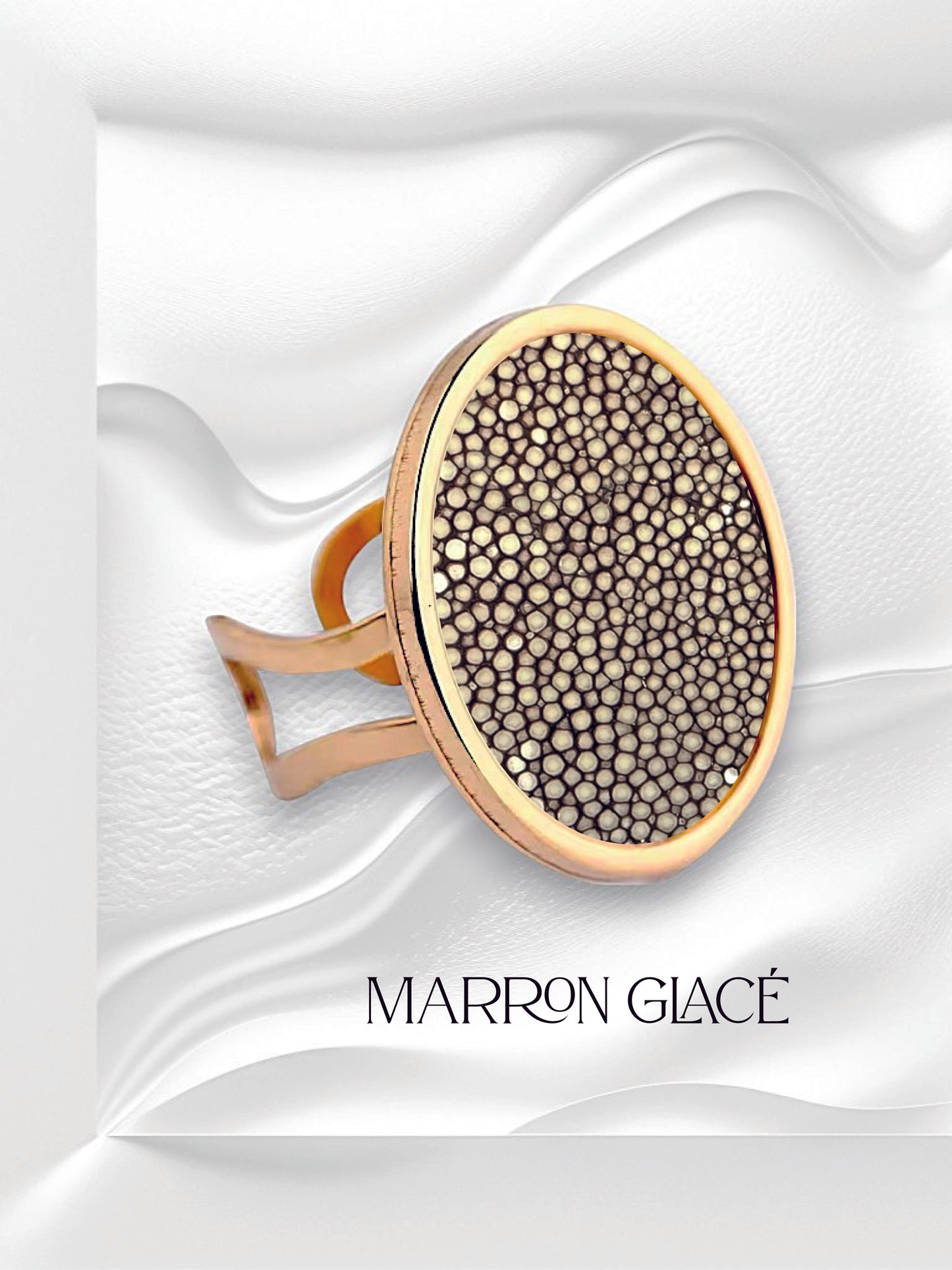 Bague ronde en cuir de Galuchat "MIMI 28"