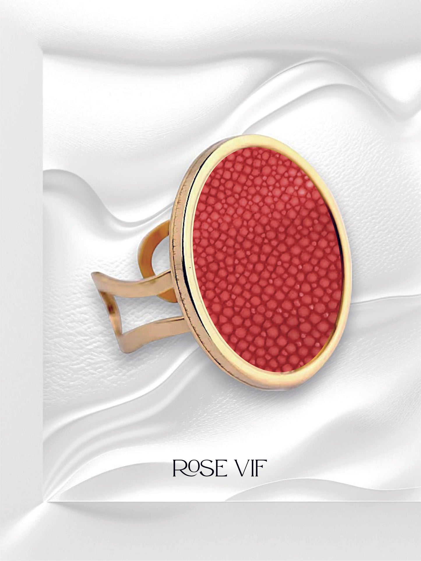 Bague ronde en cuir de Galuchat "MIMI 28"
