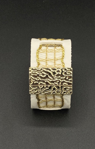 Bracelet ruban blanc et or