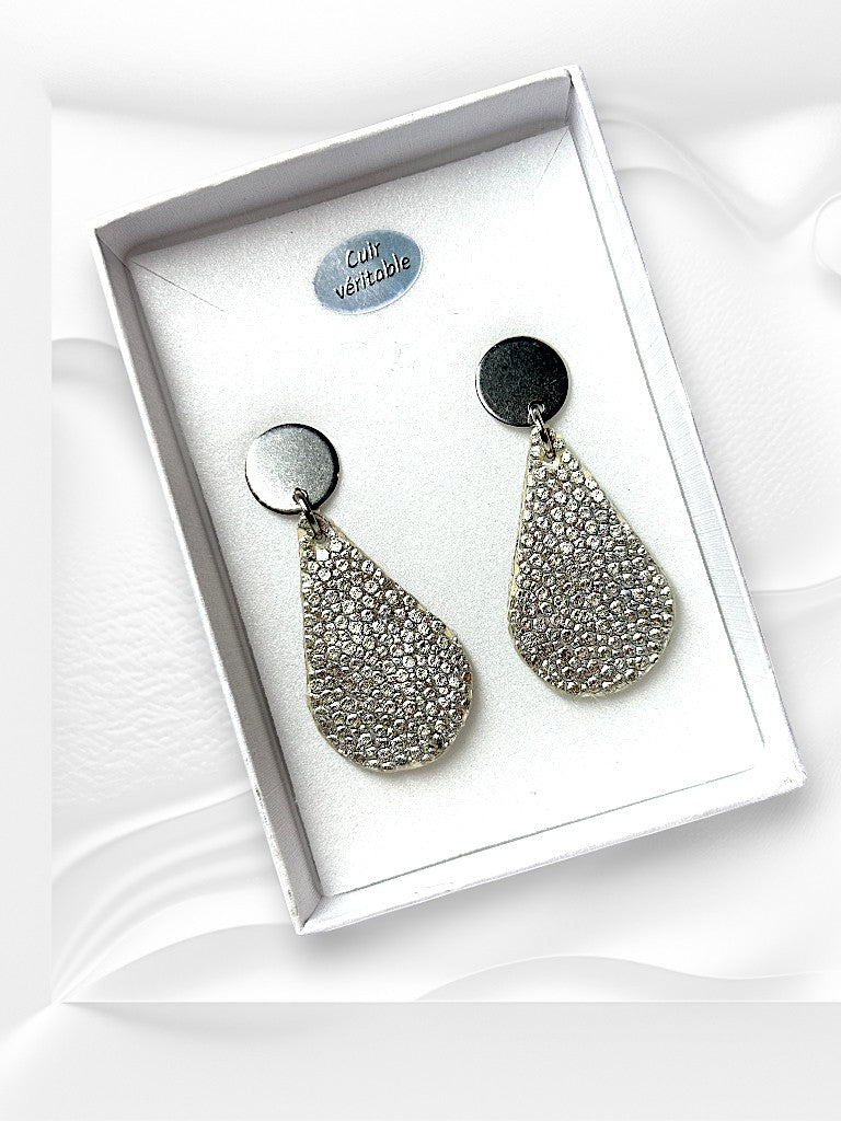 Boucles d'oreilles en cuir de Galuchat "ELEGANCE"
