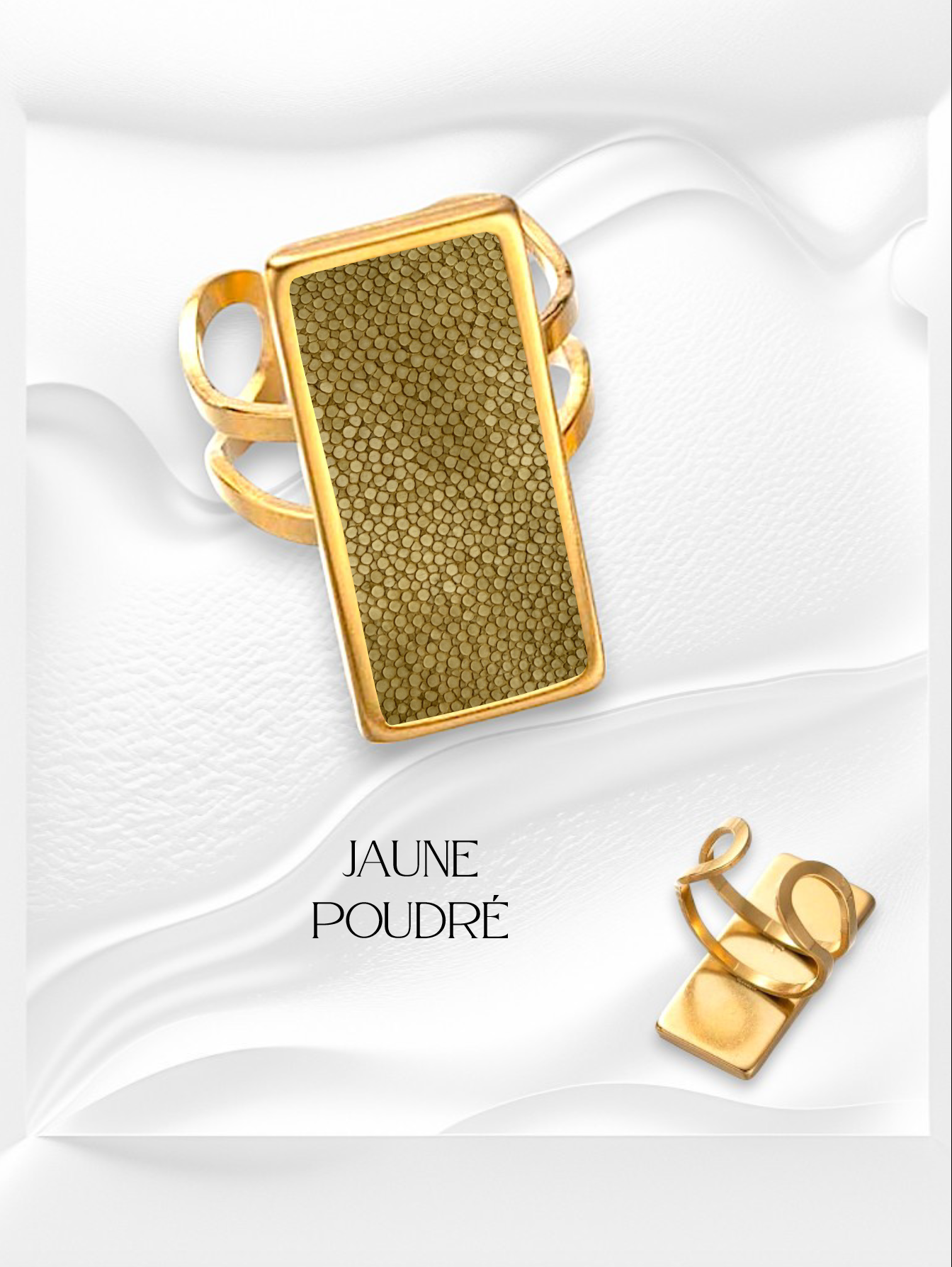 Bague rectangulaire en cuir de Galuchat "Séraphine"