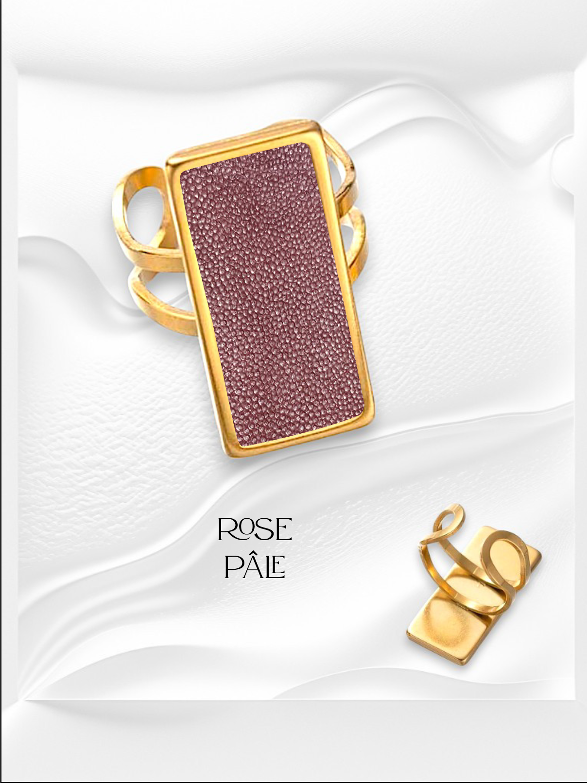 Bague rectangulaire en cuir de Galuchat "Séraphine"