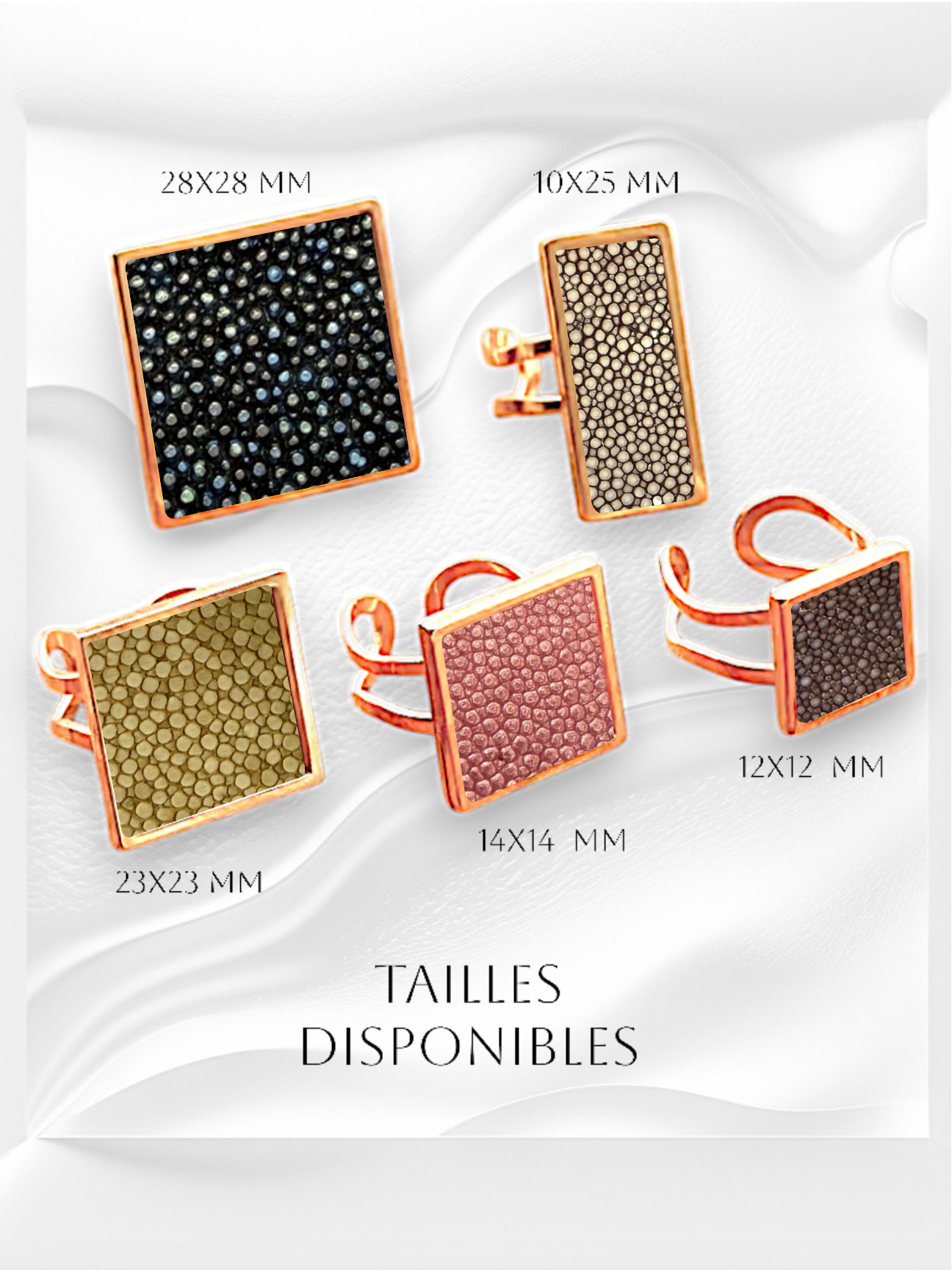 Bague ronde en cuir de Galuchat "MIMI 28"