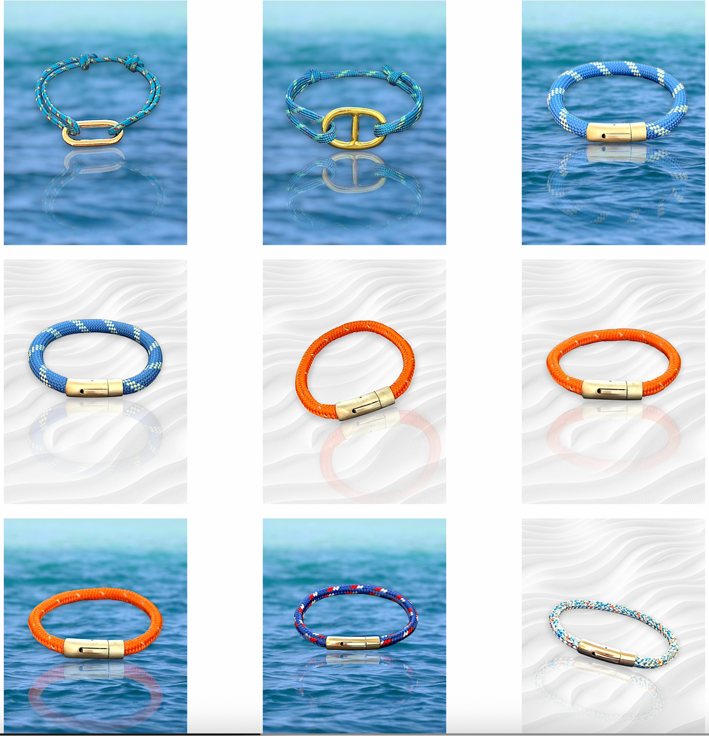 Bracelet Marin "Capitaine Or" Blanc bleu