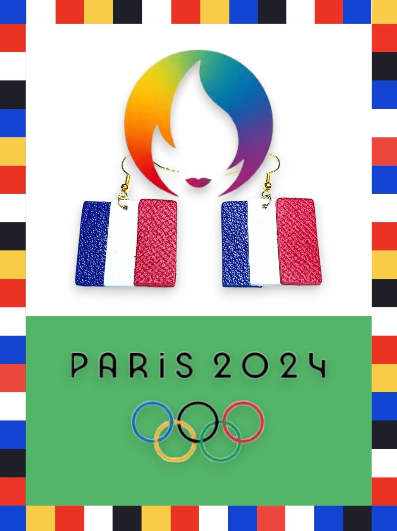 Boucles d'oreilles - JO 2024 Drapeau