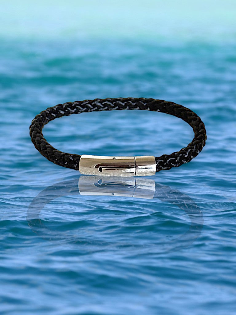 Bracelet Marin "Capitaine Argent" Noir