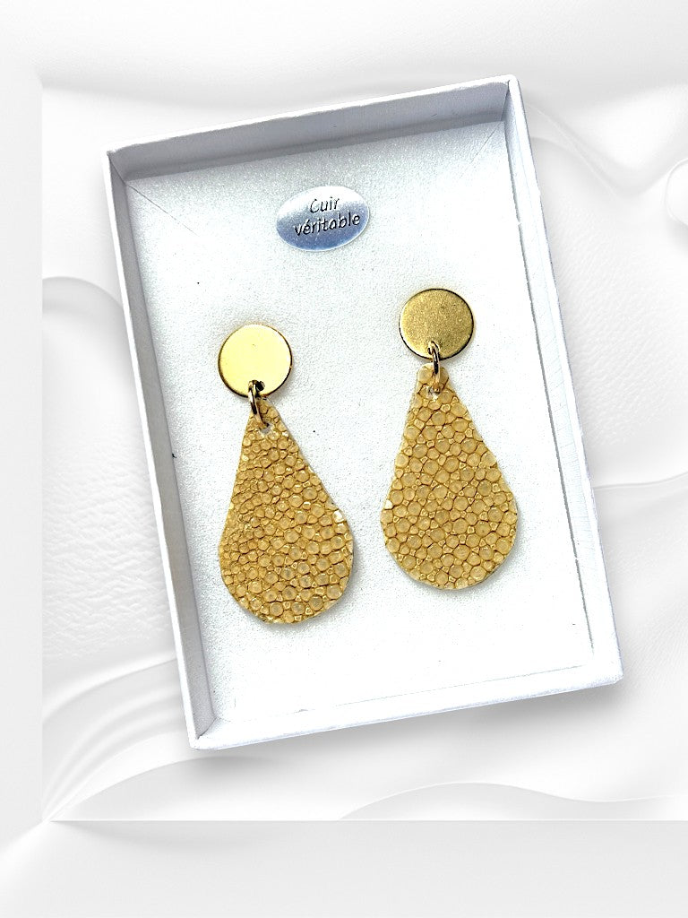 Boucles d'oreilles en cuir de Galuchat "ELEGANCE"
