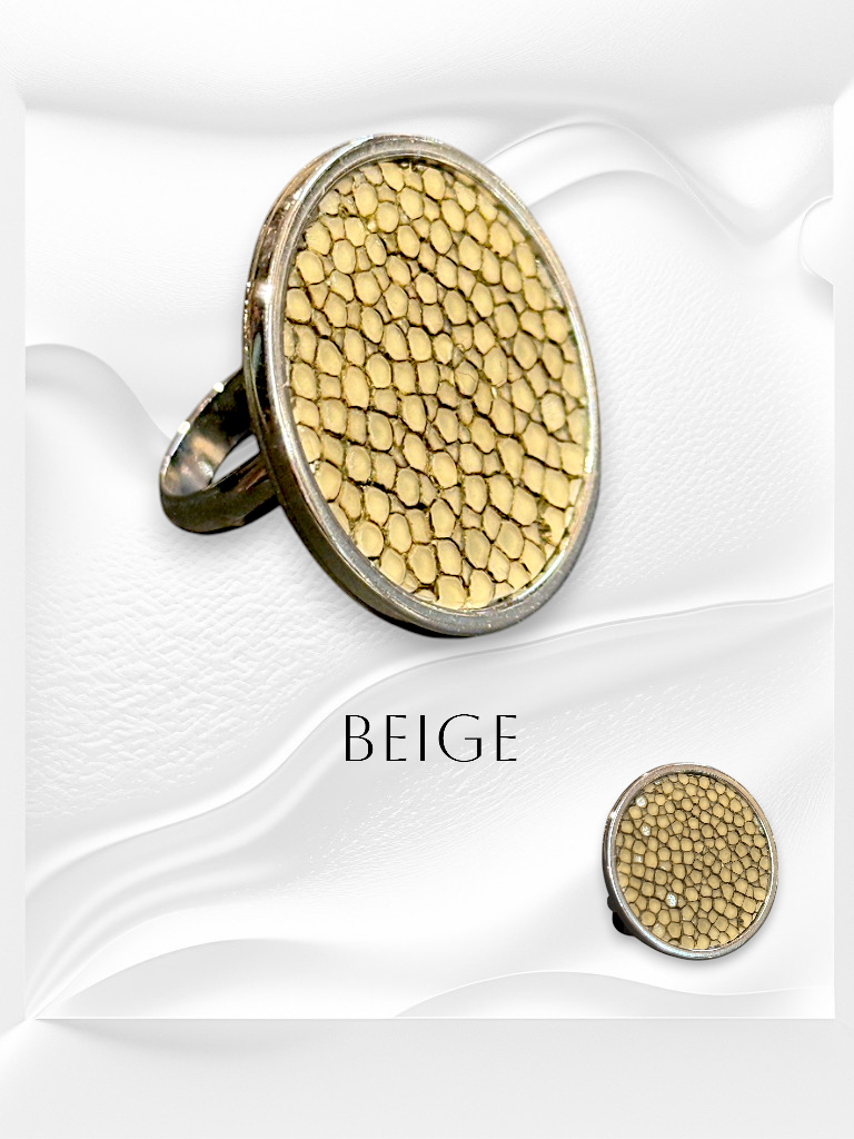 Bague ronde en cuir de Galuchat "MIMI 28"
